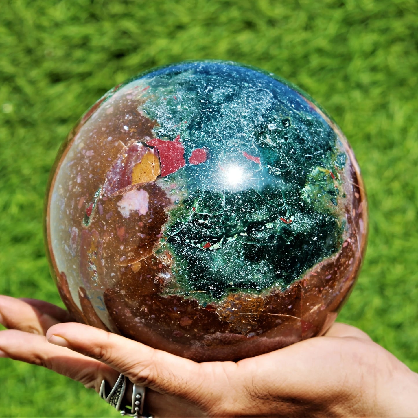 wholesale natural crystal ocean jasper ball quartz sphere for healing office gift