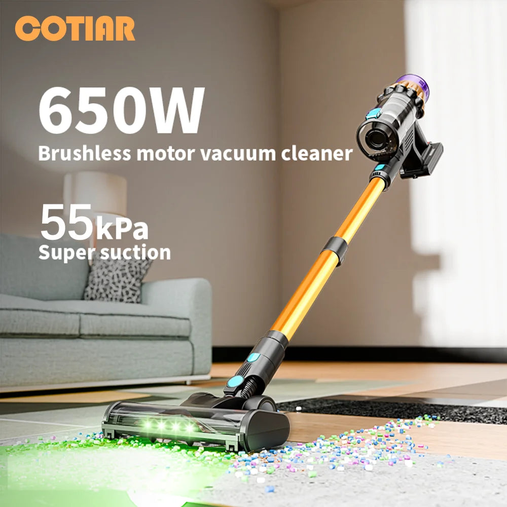 Cotiar V22 Cordless Vacuum Cleaner 650W 55000PA Removable Battery