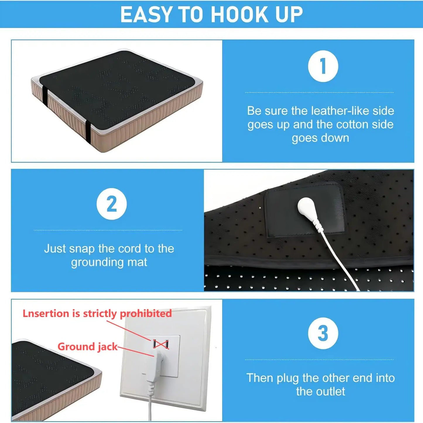 Grounding Sheet Combo, Grounding Mat, Perforated Design 100% Conductive Carbon Faux Leather Grounding Mat.