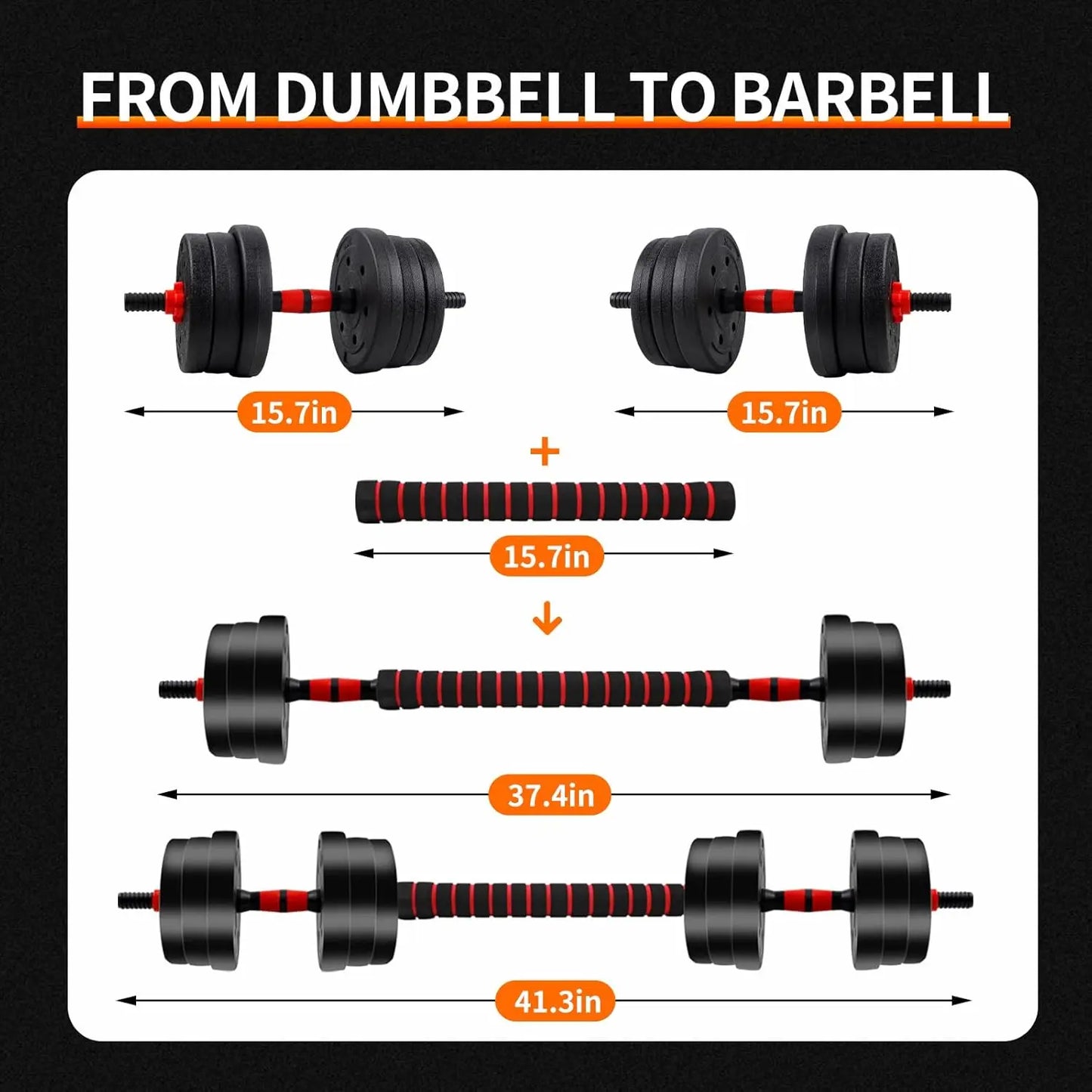 Adjustable Dumbbell Barbell Set 5 To 44 Lbs Anti Slip