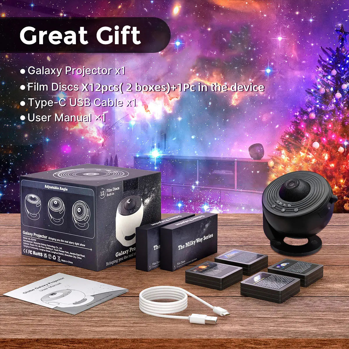 Mexllex Galaxy Ultral Star Projector Night Light With 13 Films