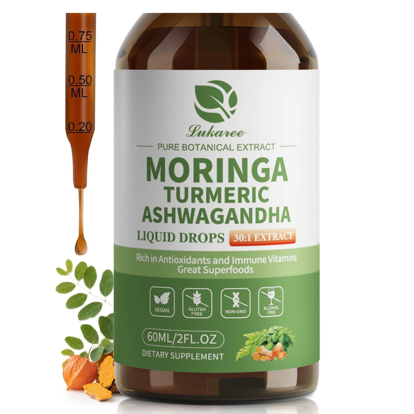 Beworths 12 In 1 Organic Moringa Drops With Ashwagandha Quercetin