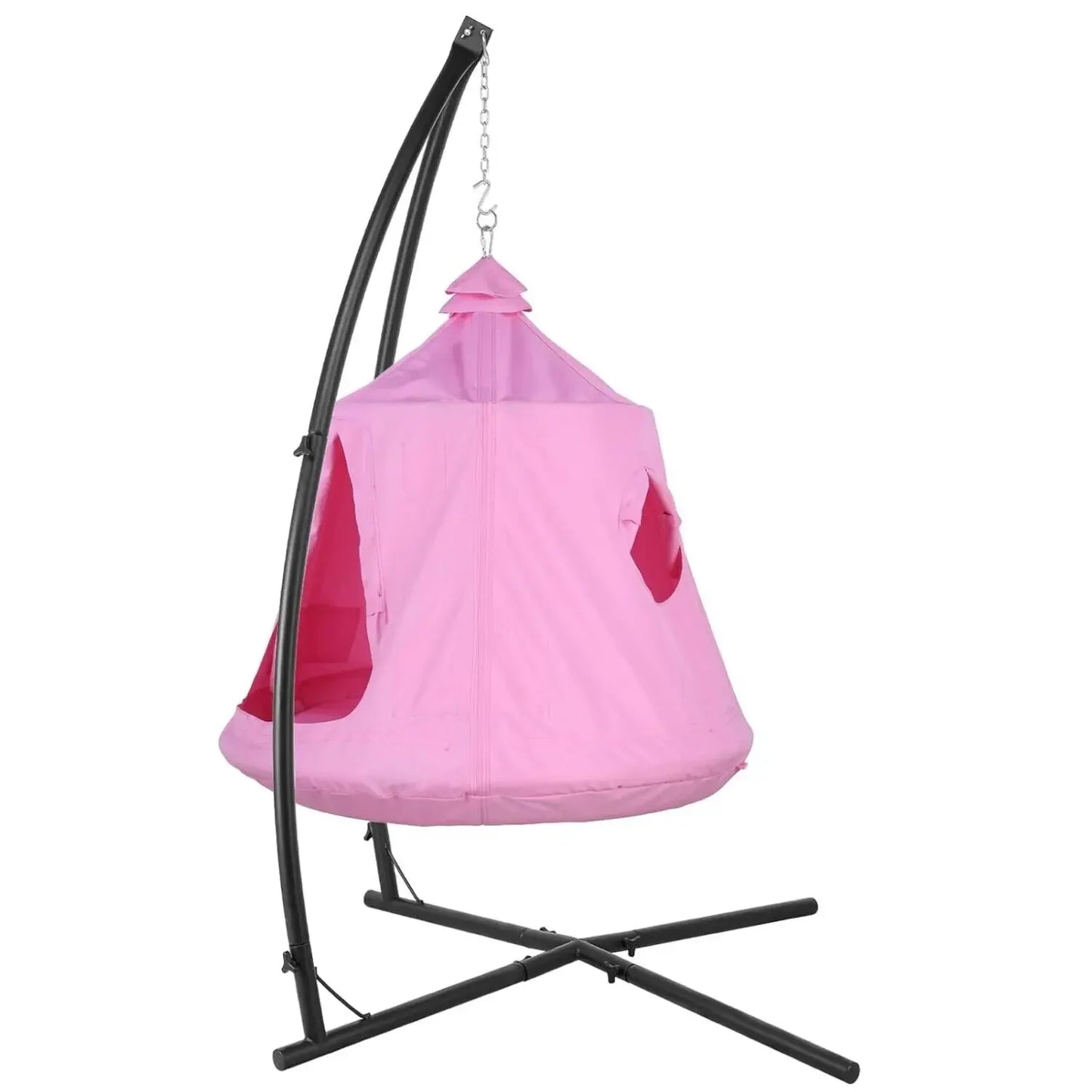 Hanging Hammock X-Stand w/Tree Tent,Play Tent Indoor Metal Swing Chair Stand Outdoor Egg Basket Patio Seat w/Support Stand