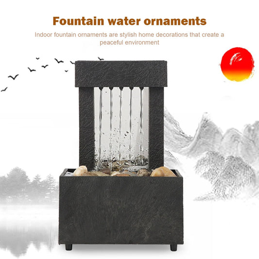 Desktop Water Fountain Tabletop Waterfall Zen Meditation Lucky Fengshui Gifts