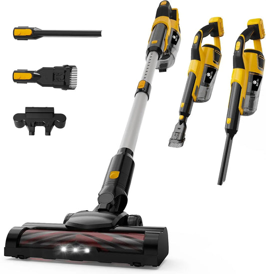 190W Brushless Cordless Vacuum Cleaner, 25kPa Powerful Suction, 5-in-1 Lightweight Stick Handheld with HEPA Filter for Car Home