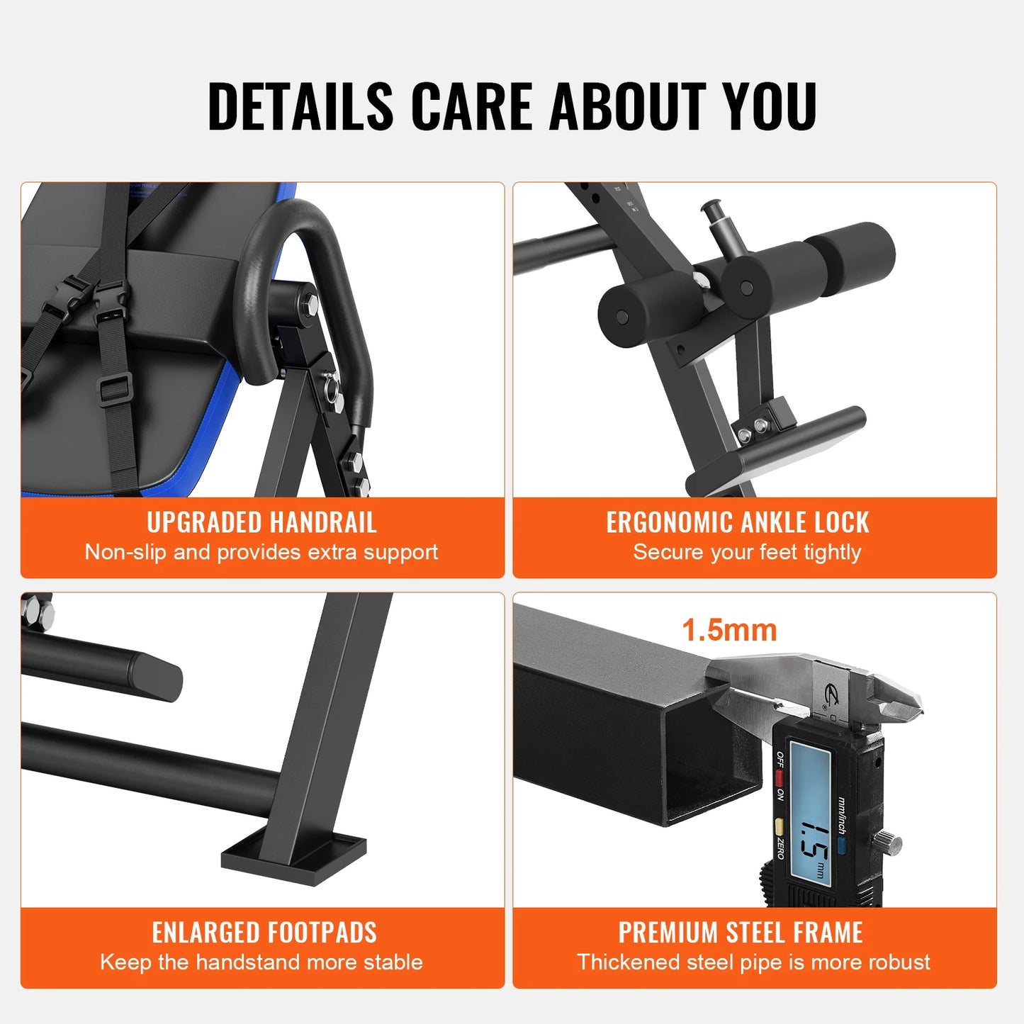 SucceBuy Inversion Table Heavy Duty Inversion Table Decompression Back Stretcher Machine Strength Training Equipment w/Headrest