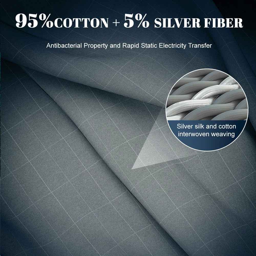 Astarexin Earthing Fitted Sheet Organic Cotton With Conductive Silver Fiber Grounding Bed Sheet Fitted Sheet For Nature Wellness