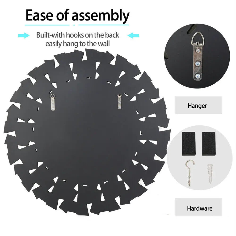 79cm Round Wall Mirror Large Accent Mirror Modern Home Art Accent Decor Mirror with Beveled Frame Bathroom Bedroom Livingroom