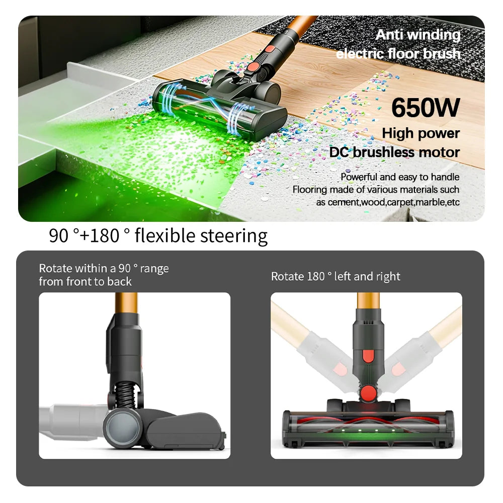 Cotiar V22 Cordless Vacuum Cleaner 650W 55000PA Removable Battery