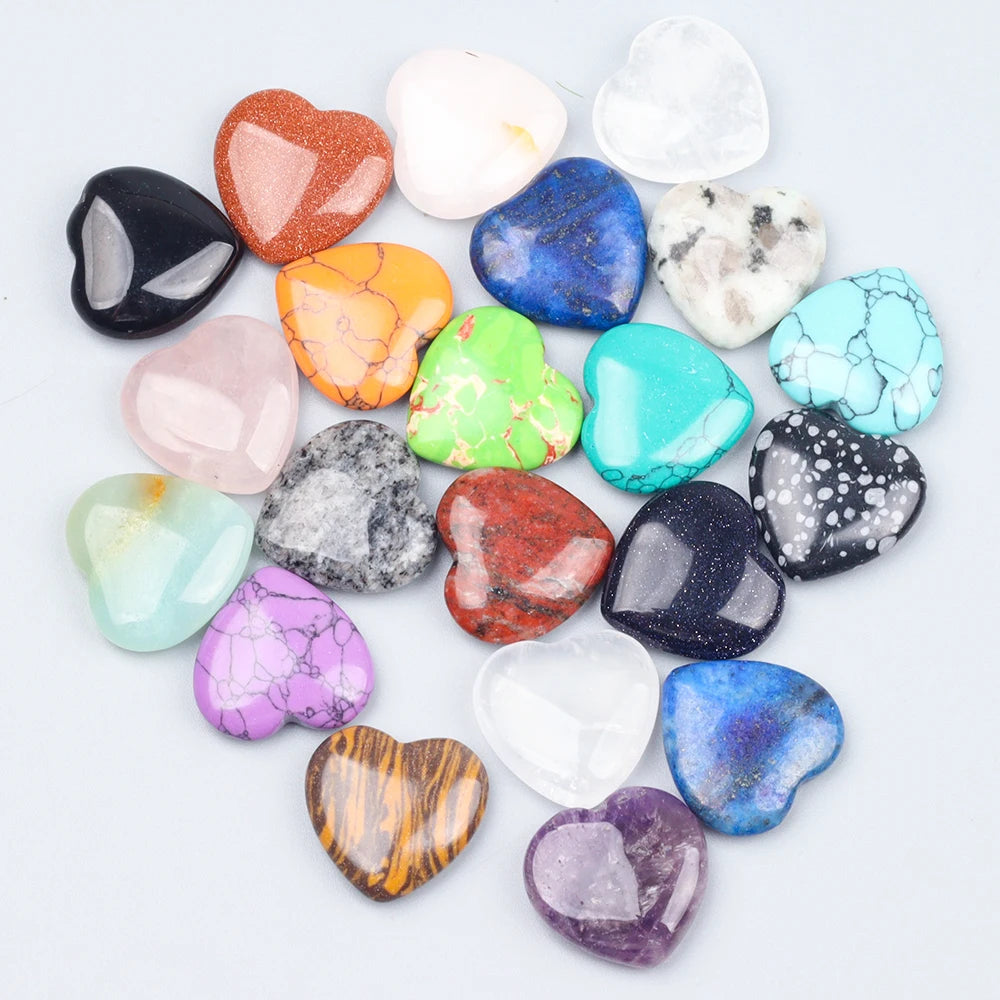 10/20/30PCS 20MM Heart Shape Stone Crystal Amethyst Love Healing Stones Irregular Mineral Gravel Specimen for Home Garden Decor
