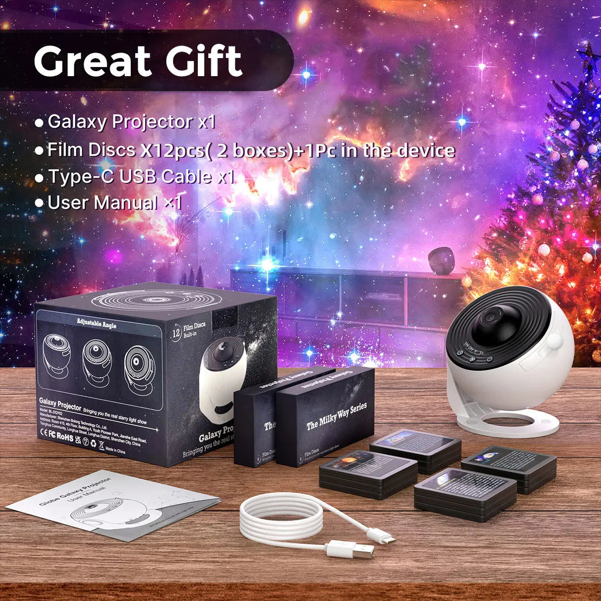 Mexllex Galaxy Ultral Star Projector Night Light With 13 Films