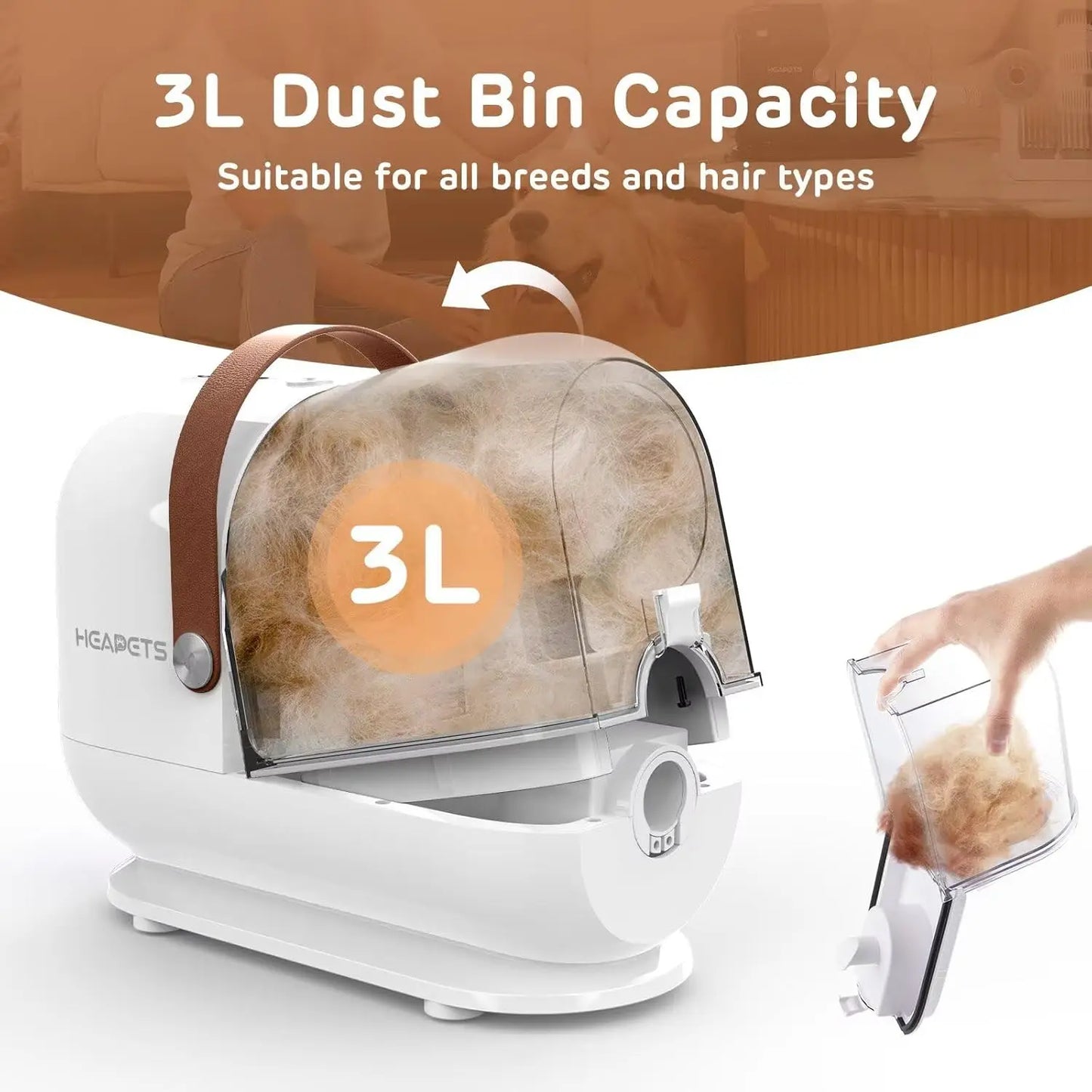 Pet Grooming Vacuum Kit with 7 Tools, Low Noise Electric Clipper and Brush for Home Shedding