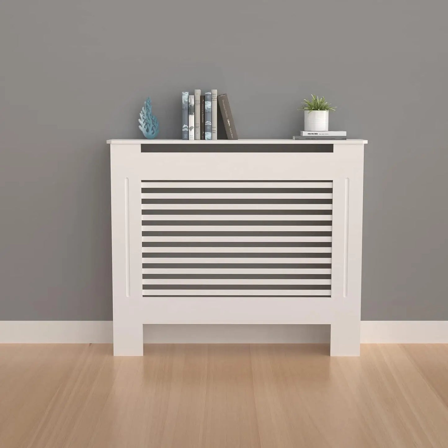 100cm Radiator Cover Modern MDF Wood Slat Living Room Bedroom Hallway Cabinet for Room Decoration
