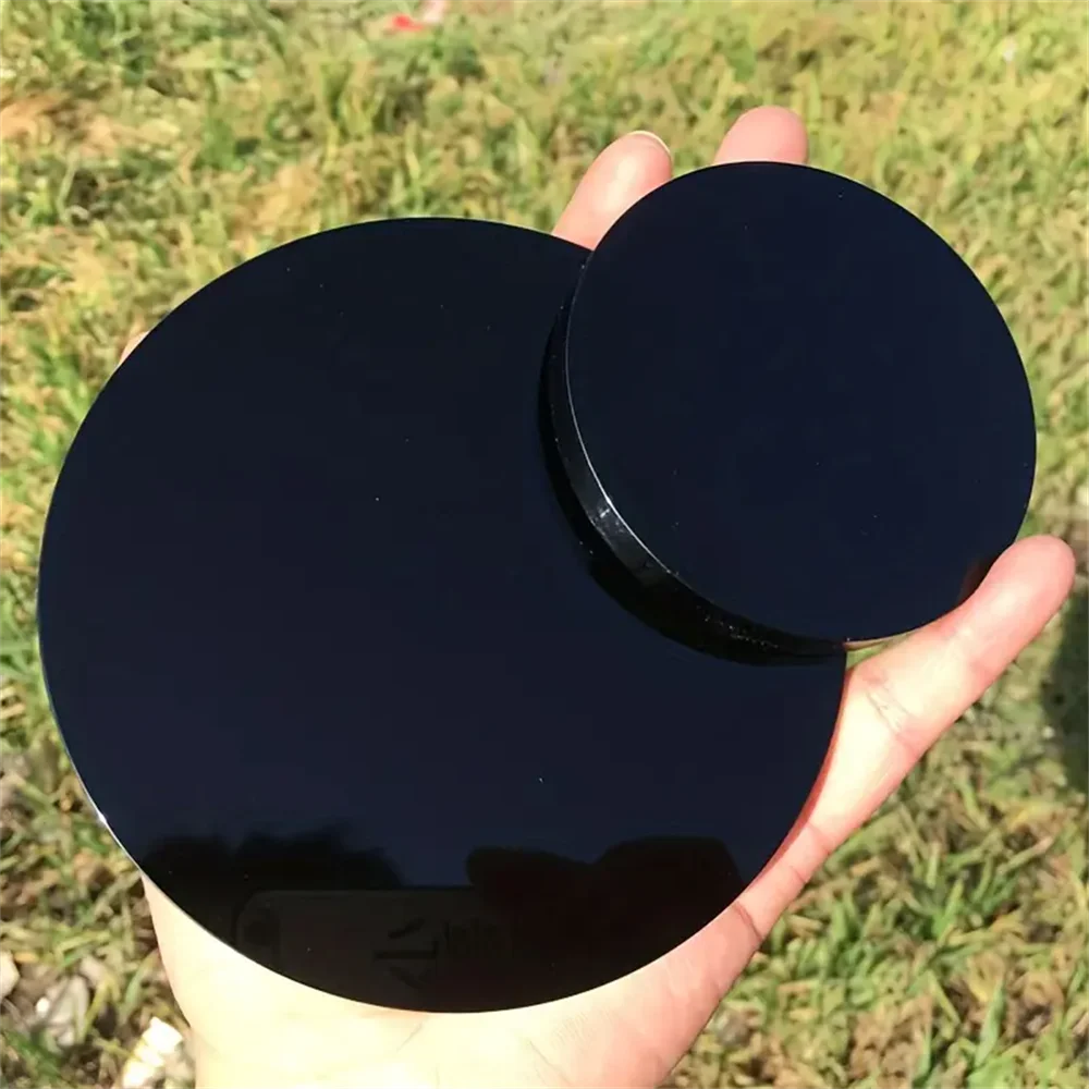 1pc Various natural obsidian mirrors - round, polished black crystal lenses, used for home decoration, meditation and healing