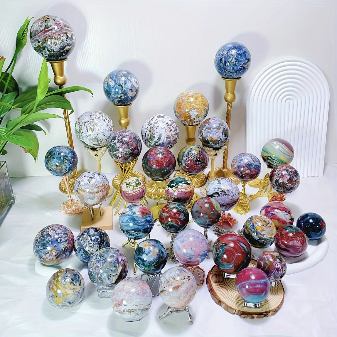 wholesale natural crystal ocean jasper ball quartz sphere for healing office gift