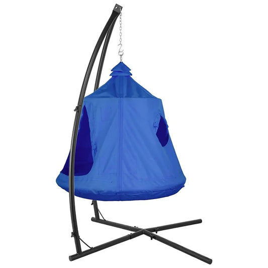 Hanging Hammock X-Stand w/Tree Tent,Play Tent Indoor Metal Swing Chair Stand Outdoor Egg Basket Patio Seat w/Support Stand