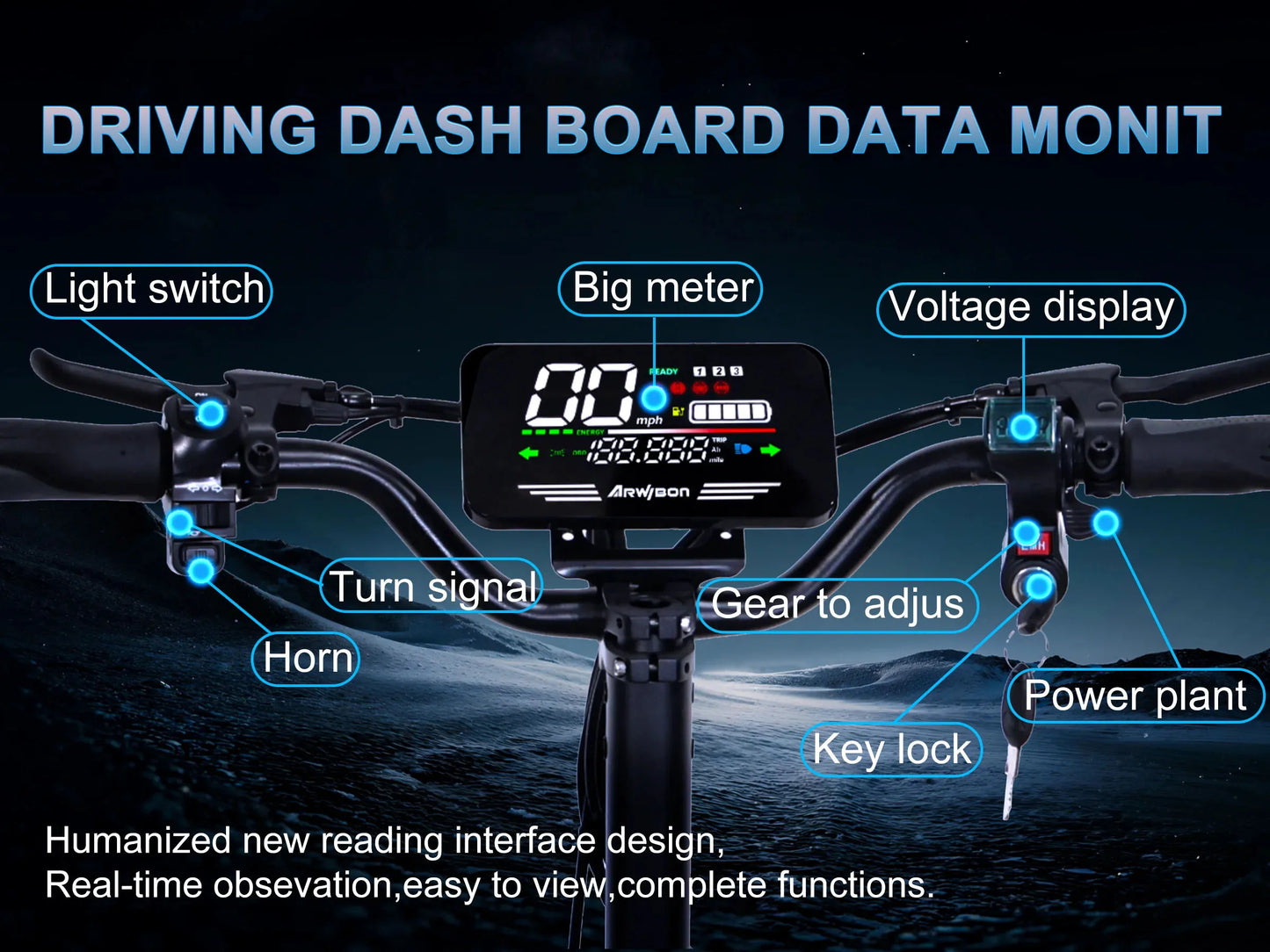 Arwibon GT06 1200W Foldable EScooter For Adults Max Speed 25MPH