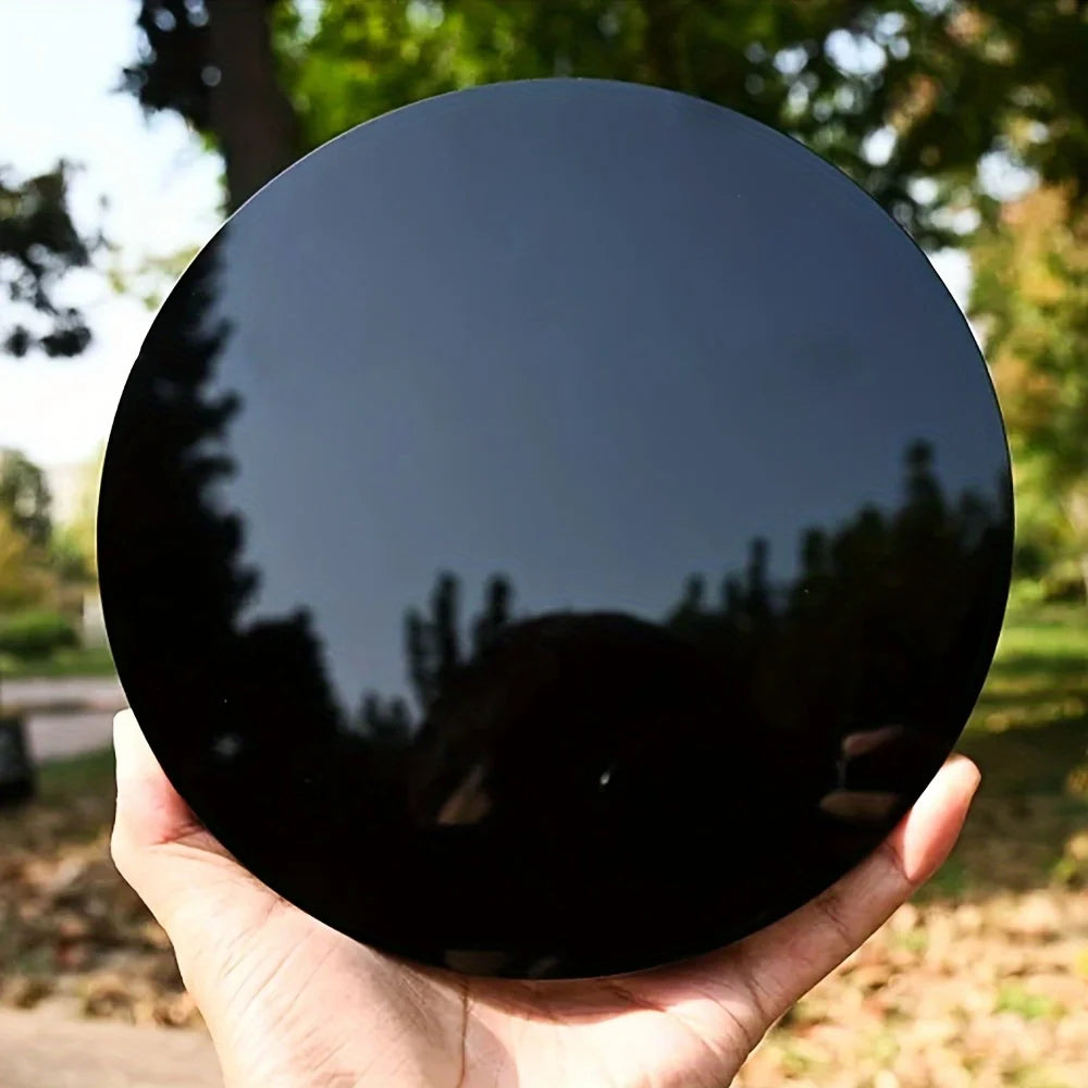 Balck Obsidian Mirror Natural Crystal Stones Handmade Semi Precious Quartz Stones Home Decoration