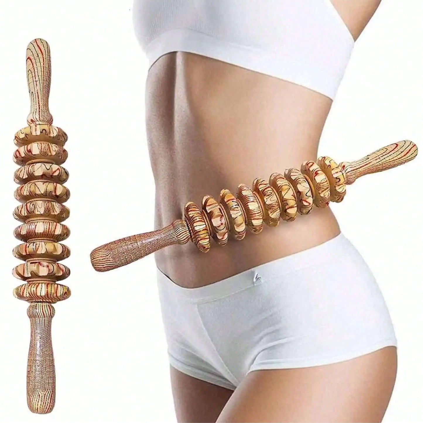 Wooden Yoga Meridian Roller Nine Wheel Full Body Massager
