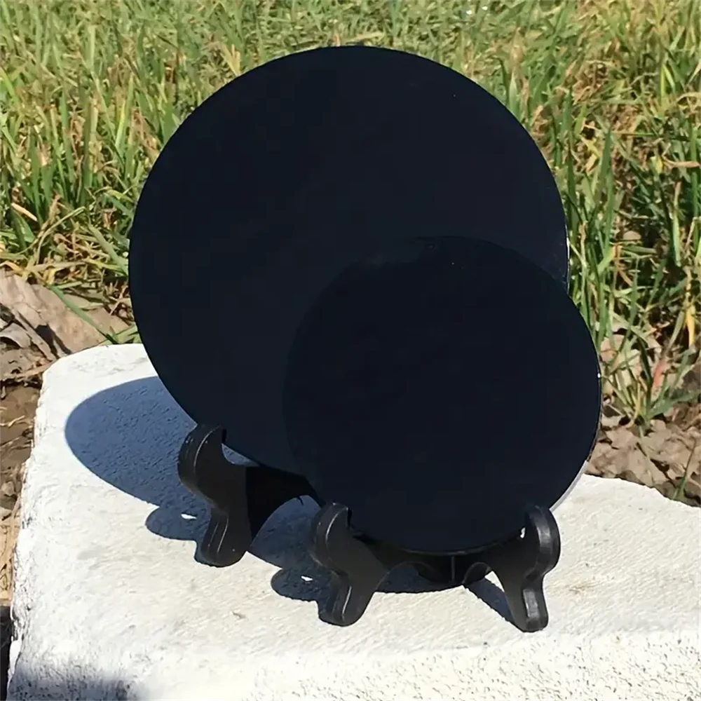 1pc Various natural obsidian mirrors - round, polished black crystal lenses, used for home decoration, meditation and healing