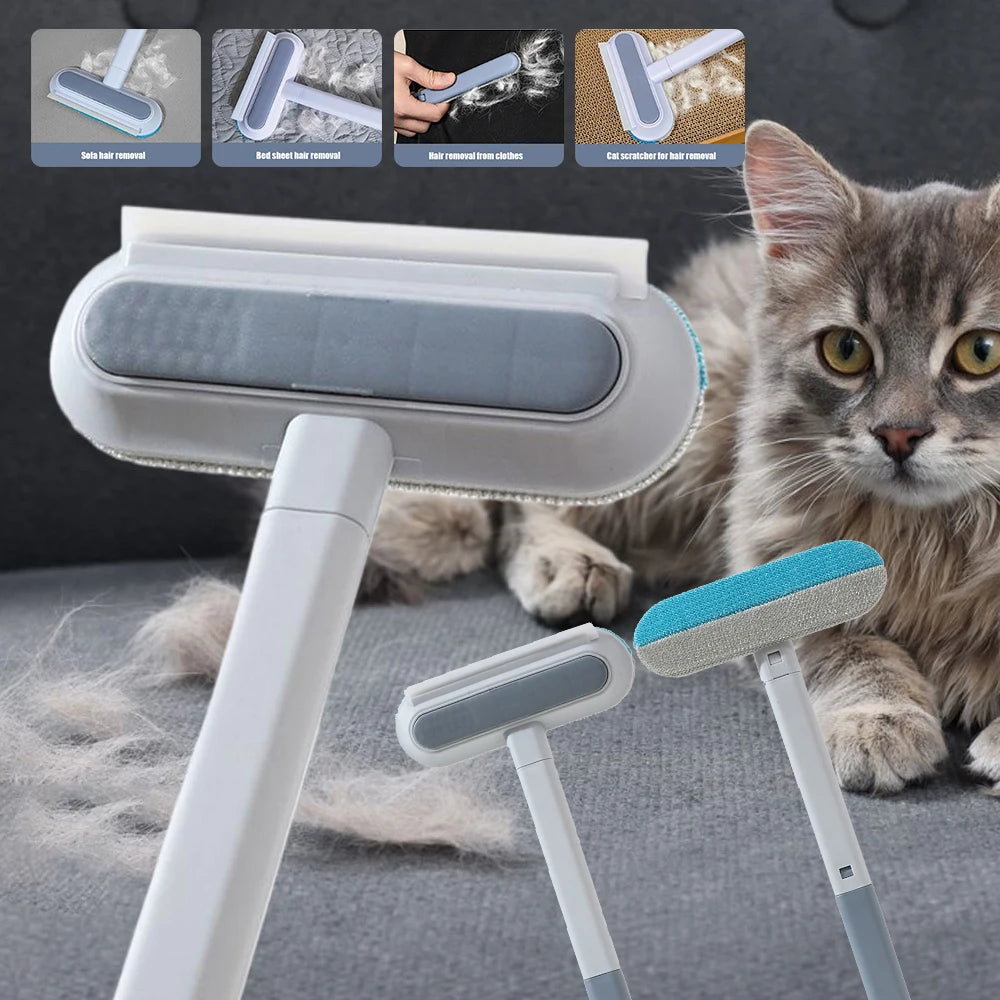 Multifunctional Pet Hair Remover Brush Long Handle Window Cleaning Brush Pet Fur Cleaning Tool Manual Cat Dog Hair Remover Brush