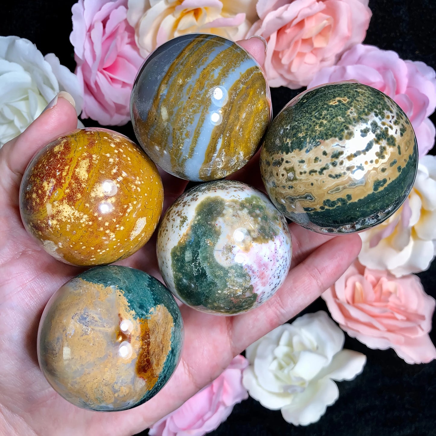 wholesale natural crystal ocean jasper ball quartz sphere for healing office gift
