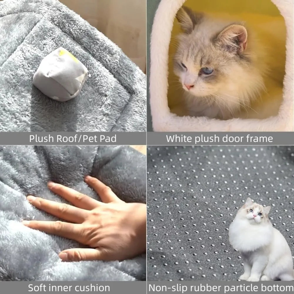 Dog House Indoor Memory Sponge, Foldable Dog House Kennel Bed Mat with Cushion for Small Medium Large Dogs Cats, Winter Warm Cat