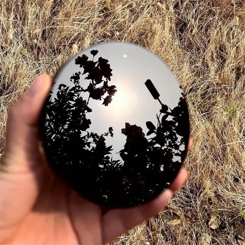 1pc Various natural obsidian mirrors - round, polished black crystal lenses, used for home decoration, meditation and healing