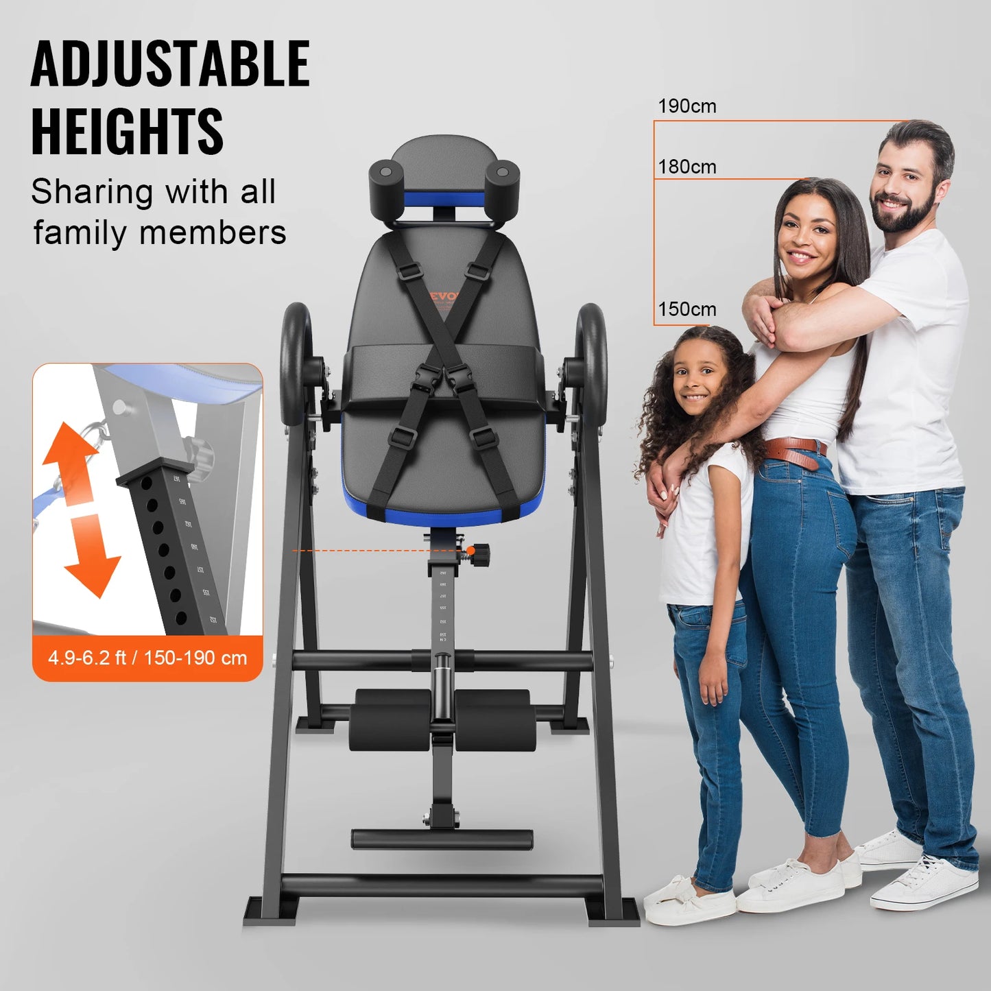 SucceBuy Inversion Table Heavy Duty Inversion Table Decompression Back Stretcher Machine Strength Training Equipment w/Headrest