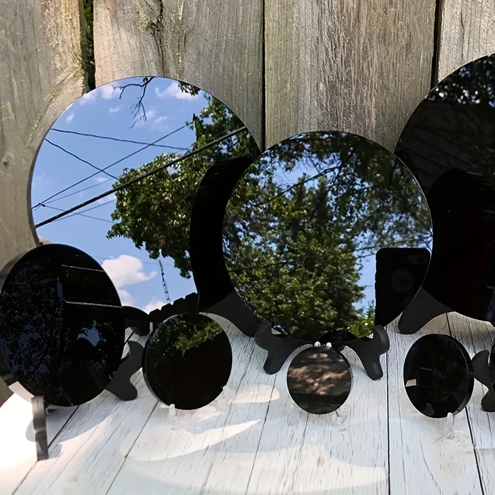 Balck Obsidian Mirror Natural Crystal Stones Handmade Semi Precious Quartz Stones Home Decoration