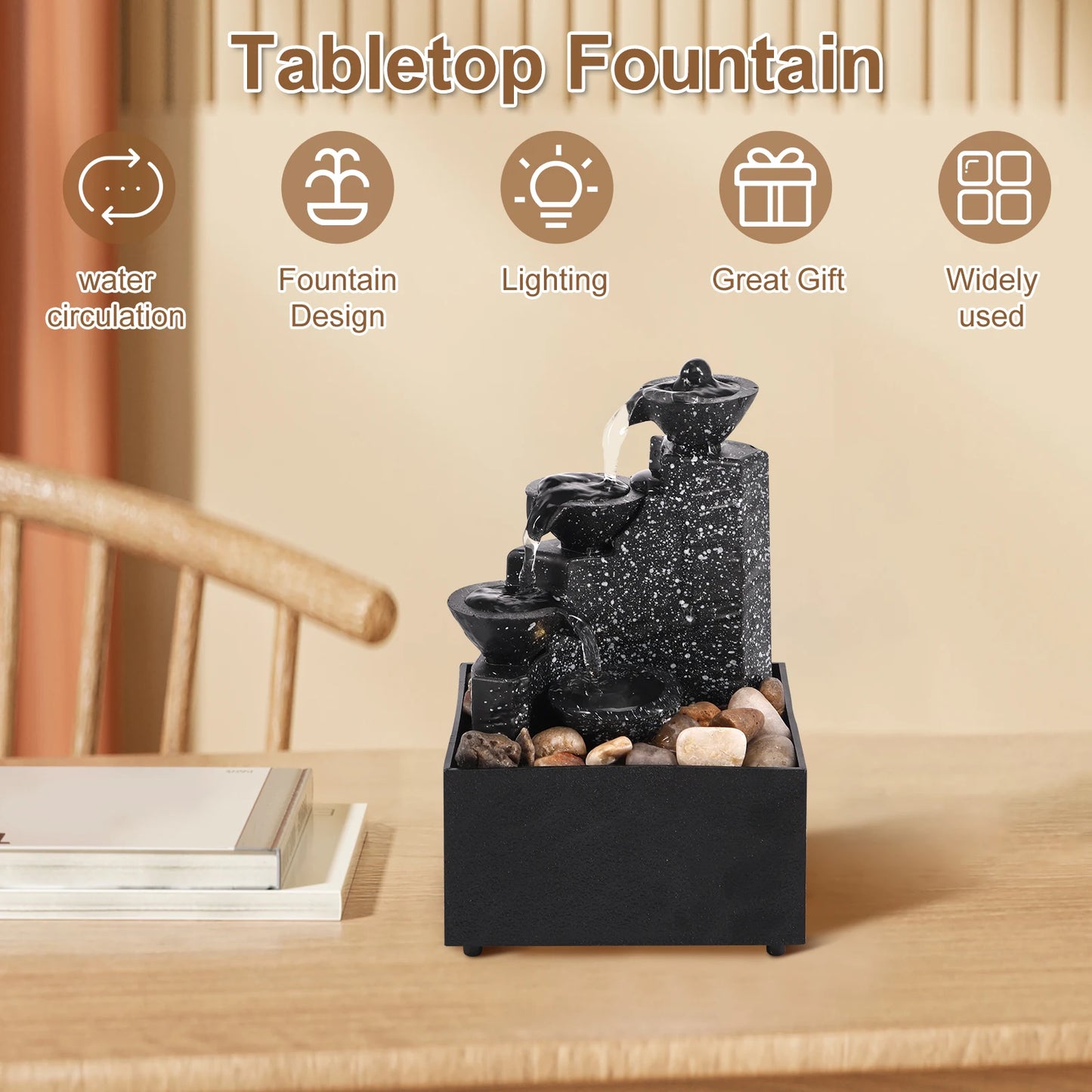 Art waterfall fountain small ornament desktop beautiful decoration can be used for living room family bedroom study office