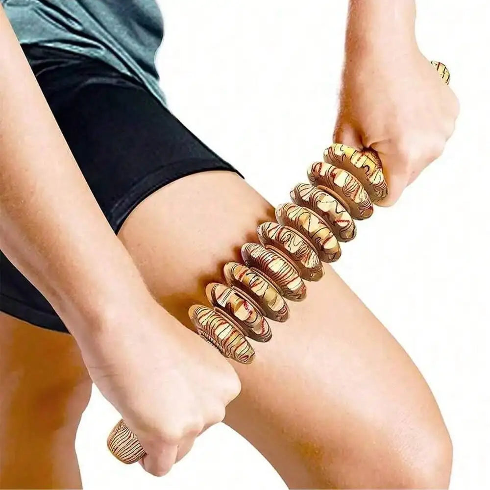 Wooden Yoga Meridian Roller Nine Wheel Full Body Massager