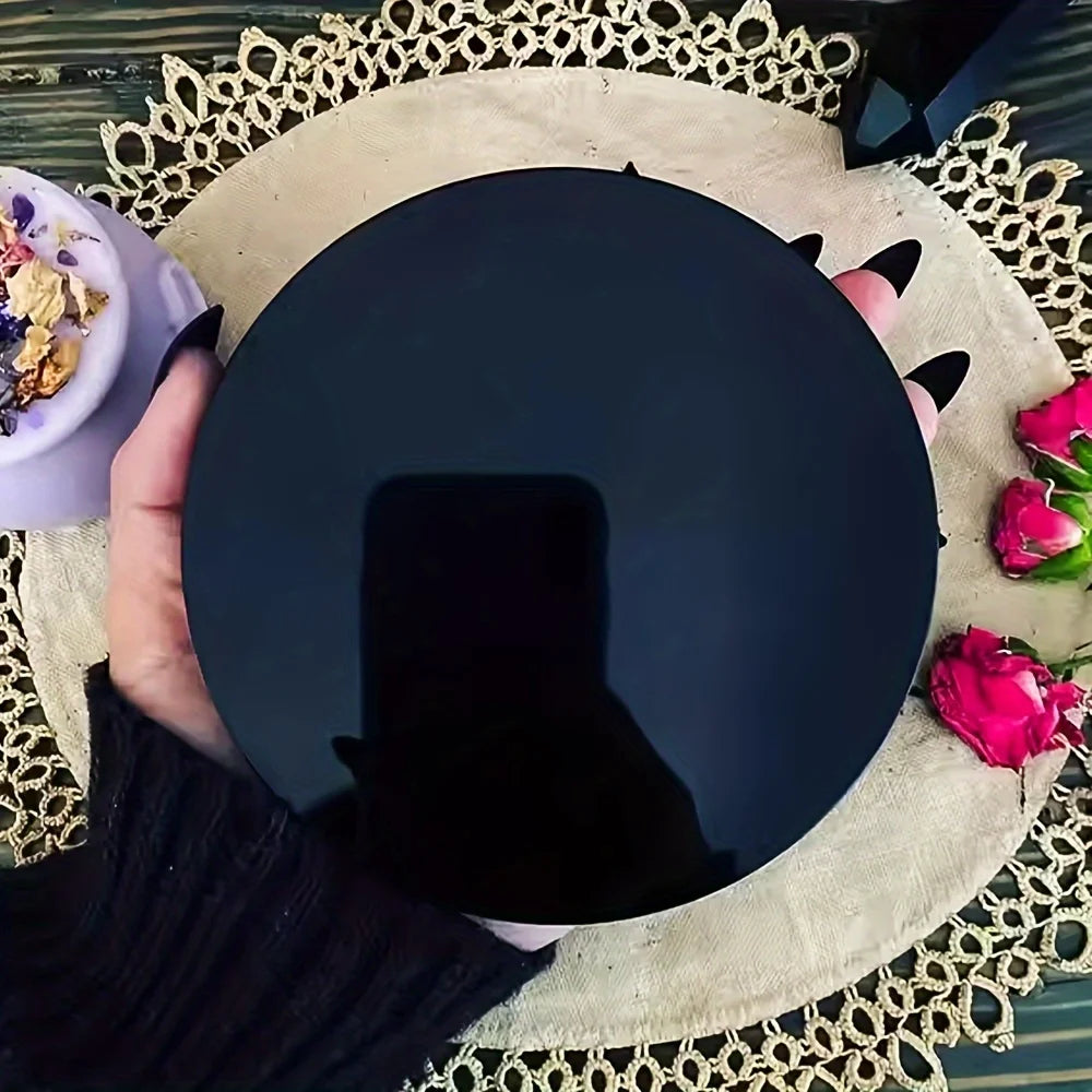 Balck Obsidian Mirror Natural Crystal Stones Handmade Semi Precious Quartz Stones Home Decoration
